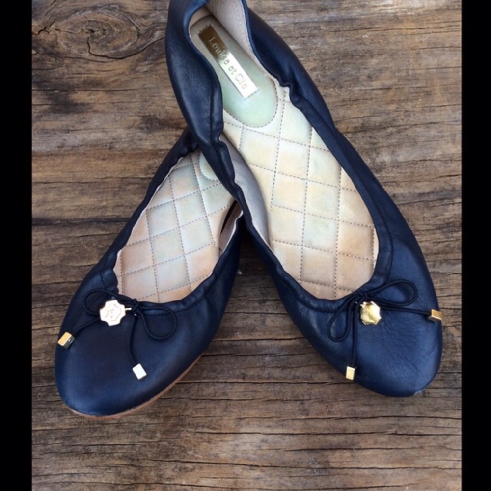 🌹 Navy Blue Leather Louise et Cie Ballet Flats ❤️